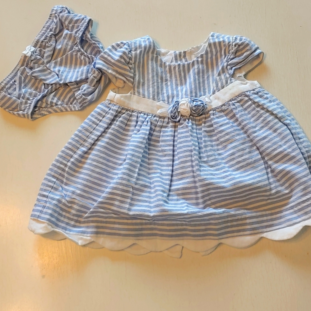 Mayoral newborn dress- light blue and white